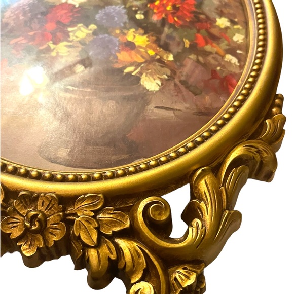 Large Vintage Syroco 1960s gold gilt flower picture framed - Picture 7 of 11
